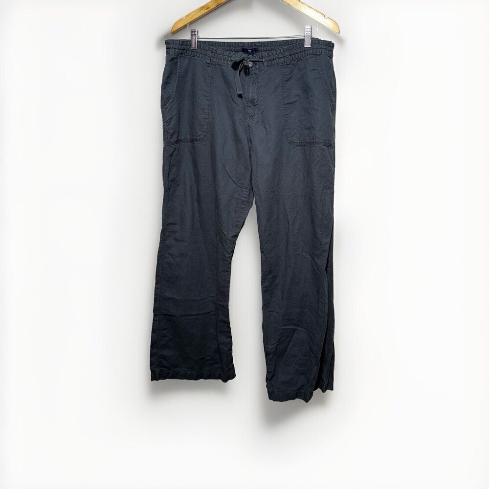 Gap Women’s Linen Blend Drawstring Pants Gray Size 16R Wide Leg